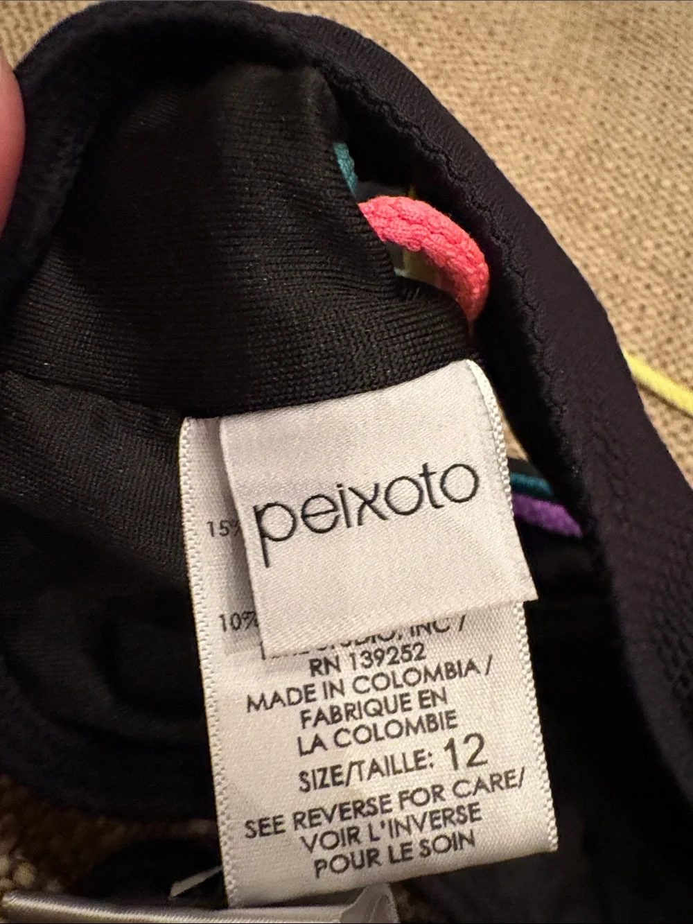 Peixoto Black Girls' Bikini with Rainbow Strap Accents